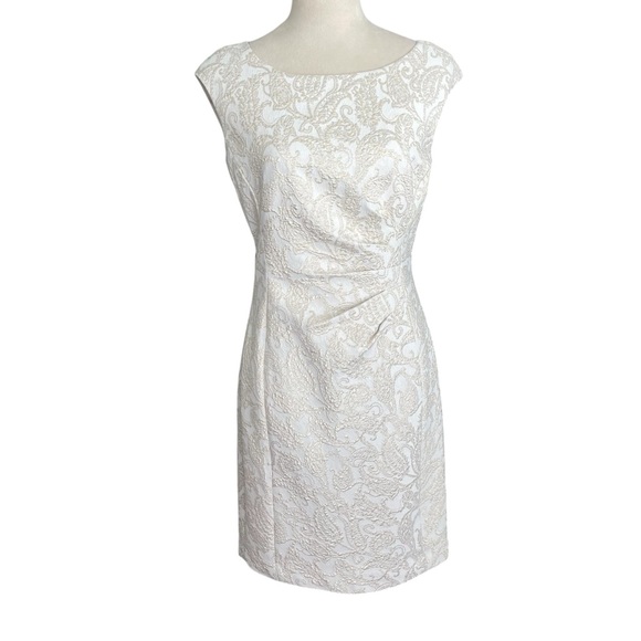 Lauren Ralph Lauren Dress Women Size 6 Floral Embossed Jacquard Cocktail Sheath - Picture 1 of 7